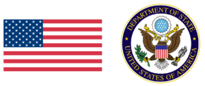 United states flag and department of state seal
