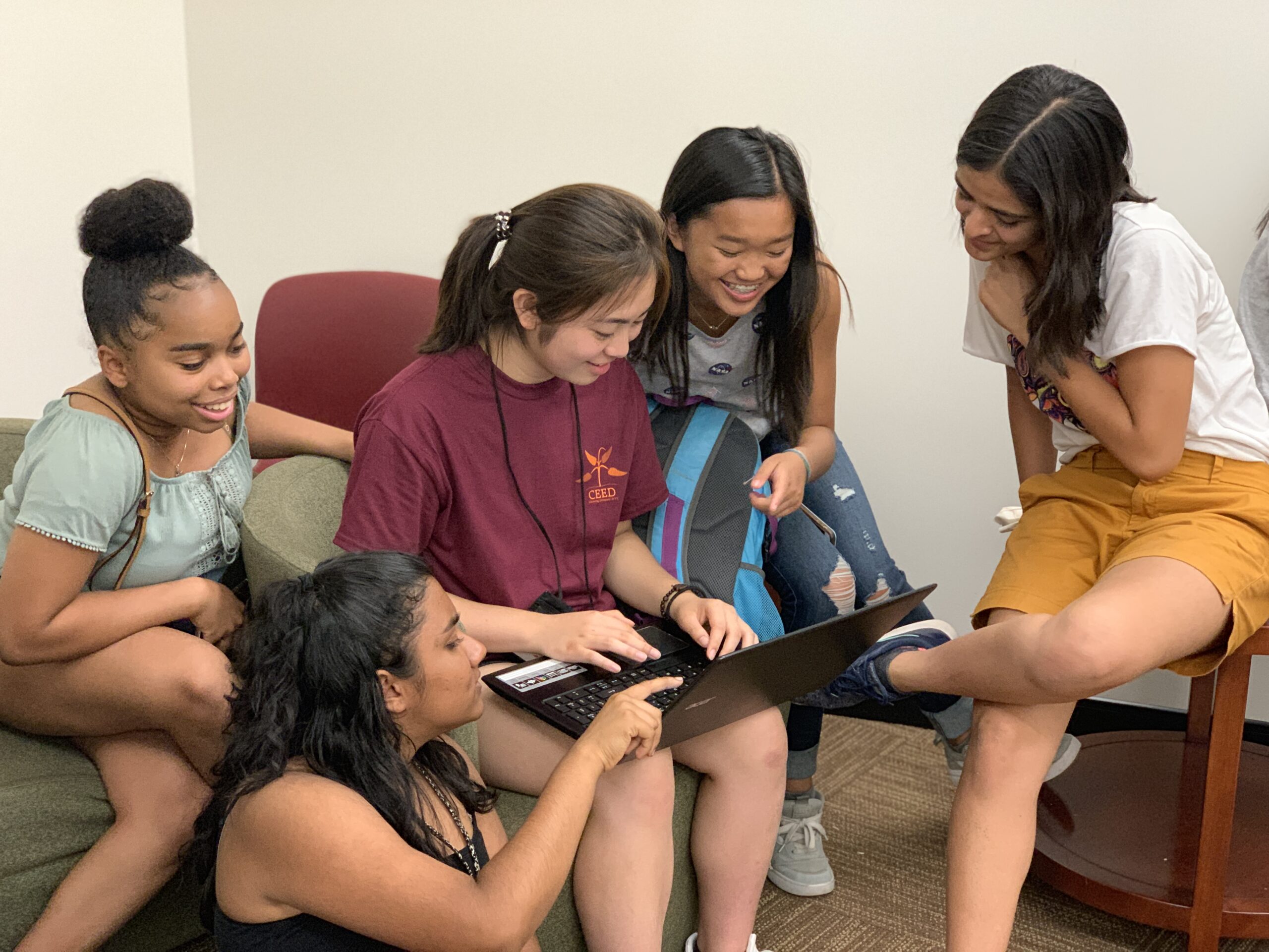 Tech Girls working on a project together