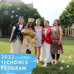 A TechGirls dressed in cultural attire representing their home countries.