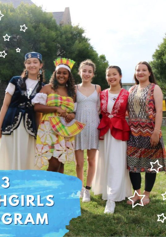 A TechGirls dressed in cultural attire representing their home countries.